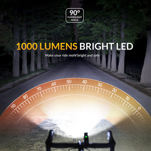 ROCKBROS Bike Light 1000 Lumens Bike Headlight USB Rechargeable Waterproof