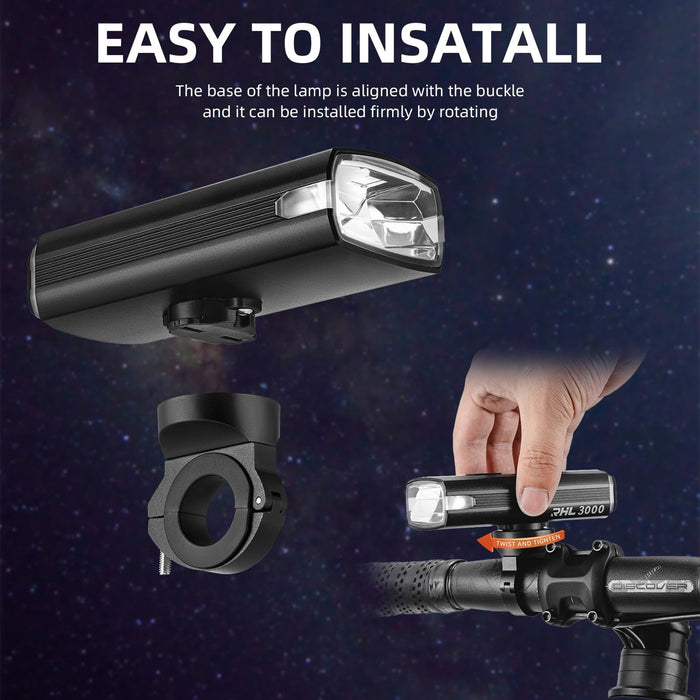 ROCKBROS 3000 Lumens Bike Front Light & 10000mAh USB Rechargeable Power Bank