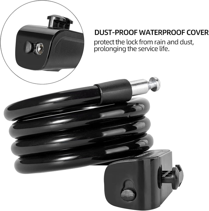 ROCKBROS 4ft Bike Cable Lock - Secure, Lightweight with Mounting Bracket#Color_Black