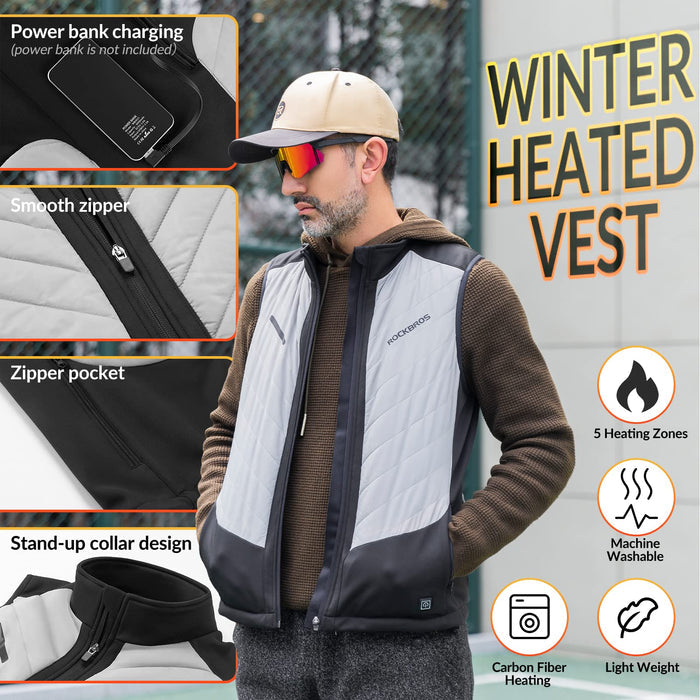 ROCKBROS USB Electric Heated Vest 3-Temperature Levels Washable Winter Vest - ROCKBROS-UK