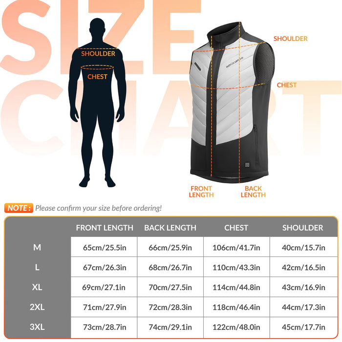 ROCKBROS USB Electric Heated Vest 3-Temperature Levels Washable Winter Vest - ROCKBROS-UK