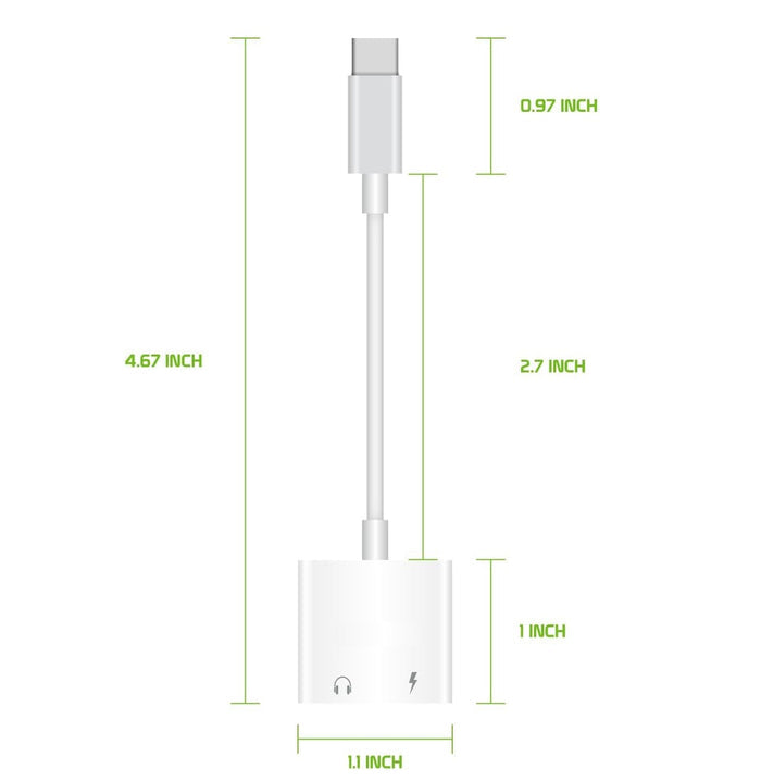 Adaptador USB-C Con Carga Rápida y Audio 3.5mm