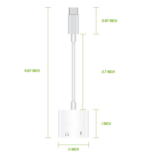 Adaptador USB-C Con Carga Rápida y Audio 3.5mm