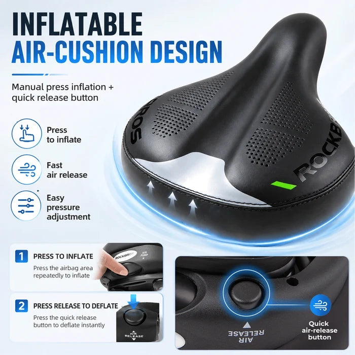 ROCKBROS ergonomic bike saddle adjustable air chamber comfort seat
