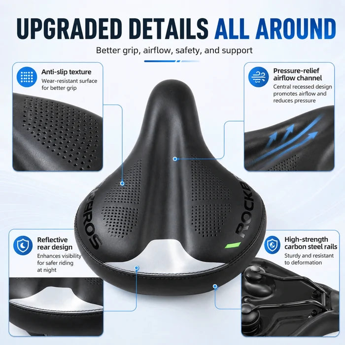 ROCKBROS ergonomic bike saddle adjustable air chamber comfort seat