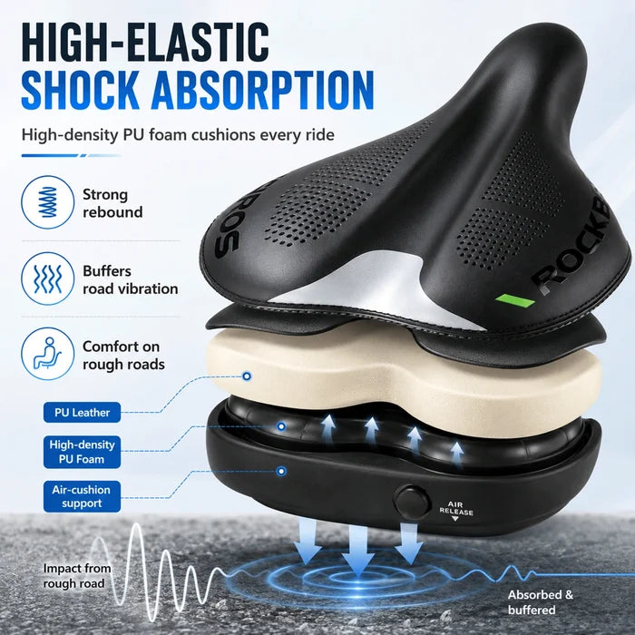 ROCKBROS ergonomic bike saddle adjustable air chamber comfort seat