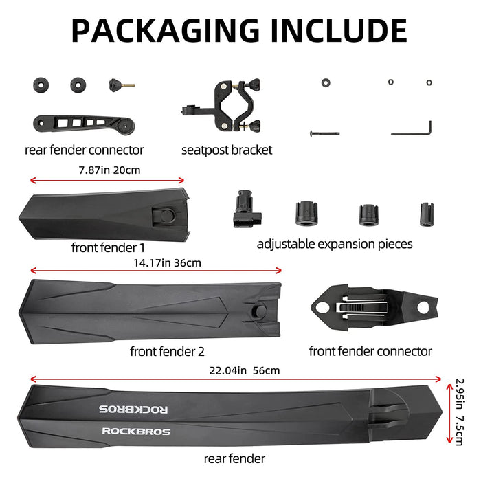 ROCKBROS Adjustable MTB Bicycle Fender Set Front Rear Fender - ROCKBROS-UK