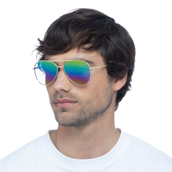 Alpha Bright Gold Uni-Sex Aviator Sunglasses | Aire