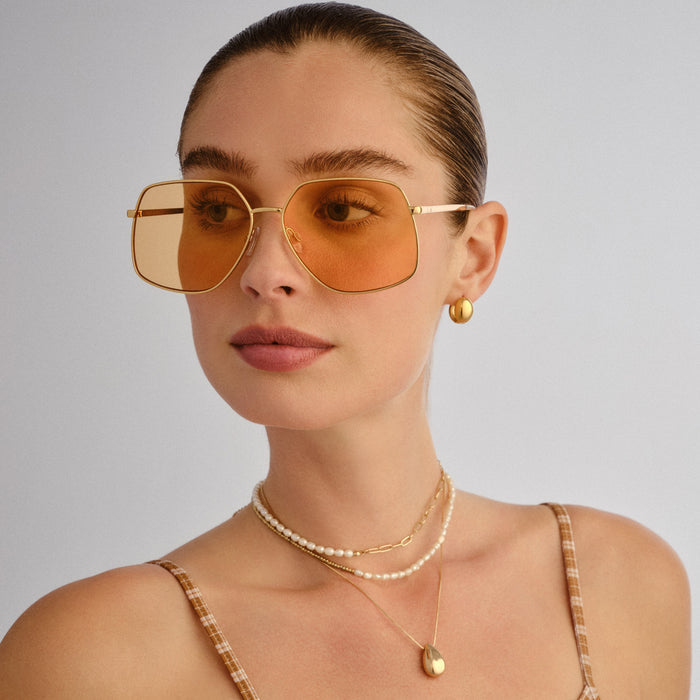 Altair Gold Clear Female Aviator Sunglasses | Aire