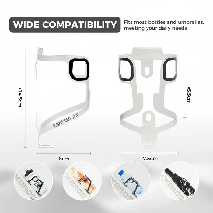 Single aluminium bike bottle cage lightweight design#color_White