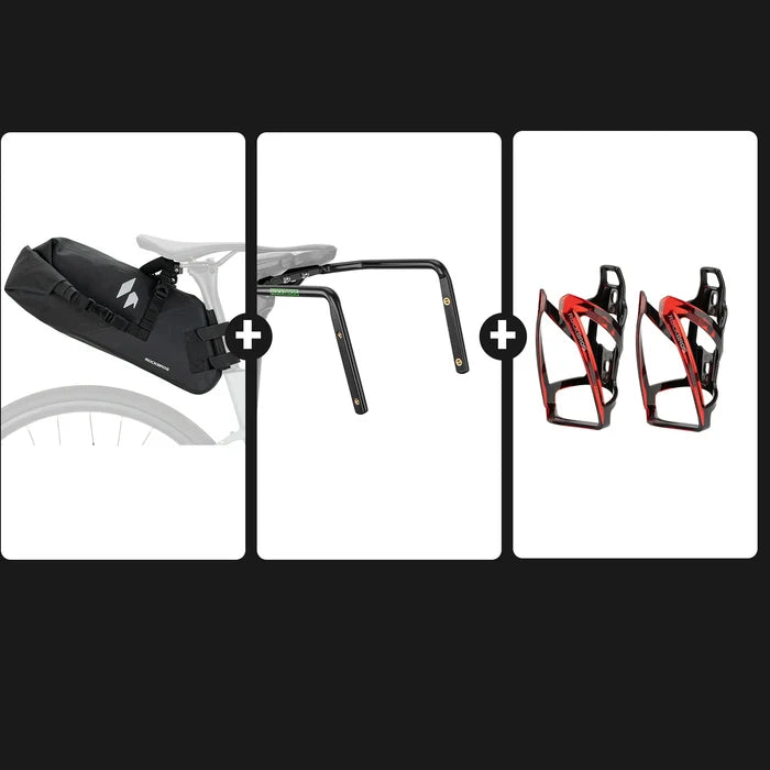 13L Bikepacking Saddle Bag Set with Stabilizer & Bottle Cages_Black Red