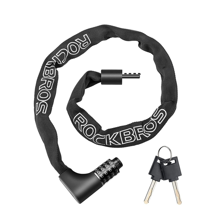ROCKBROS anti-theft chain lock 96cm dual unlock with combination and keys