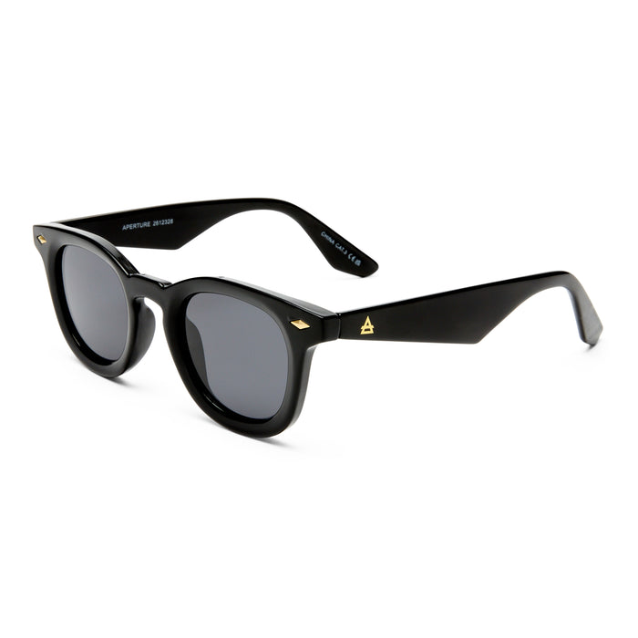 Aperture Black Uni-Sex Round Sunglasses | Aire