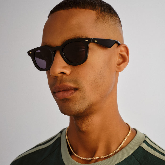 Aperture Black Uni-Sex Round Sunglasses | Aire
