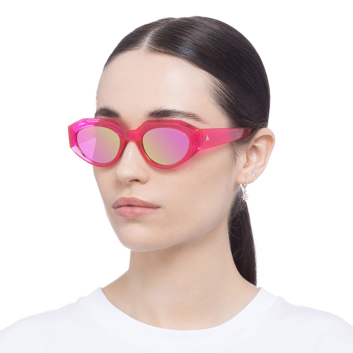Aphelion Neon Pink Female Oval Sunglasses | Aire