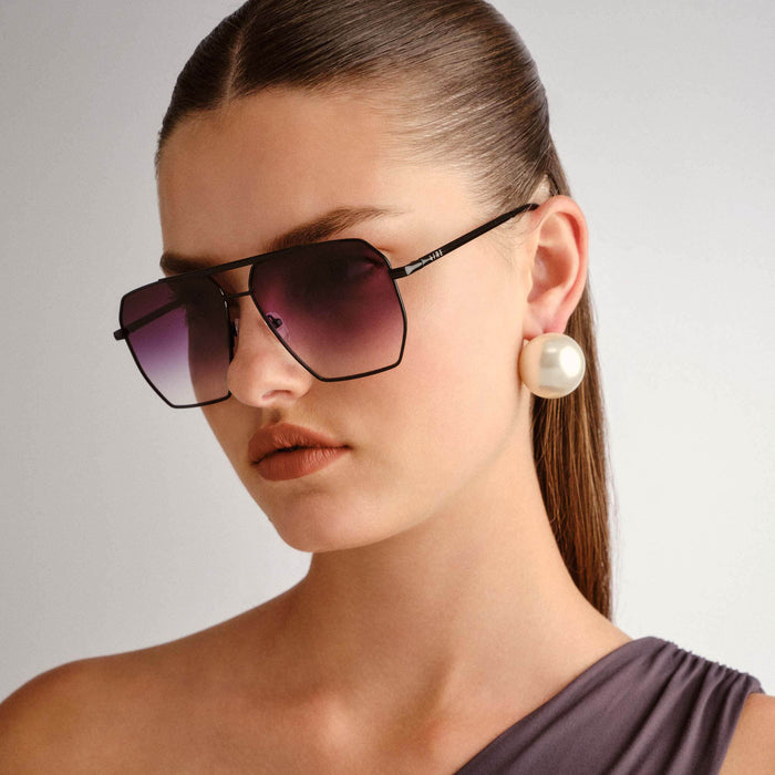Asteroid Black Female Aviator Sunglasses | Aire