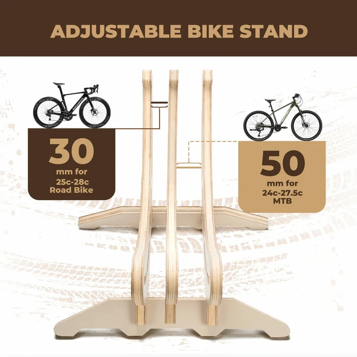 ROCKBROS banana shape wooden bike stand adjustable floor rack