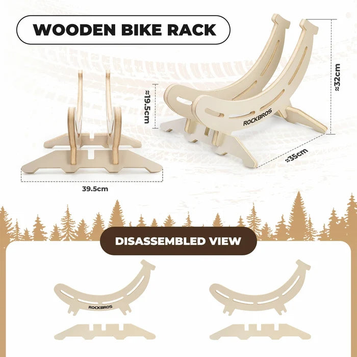 ROCKBROS banana shape wooden bike stand adjustable floor rack