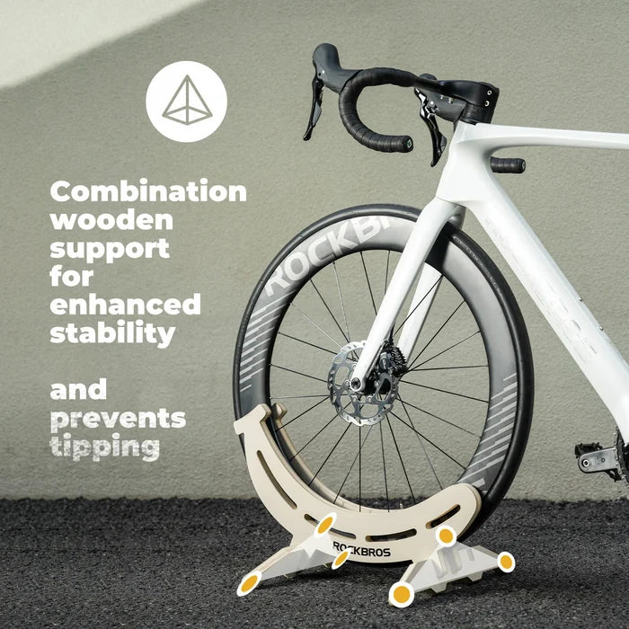 ROCKBROS banana shape wooden bike stand adjustable floor rack