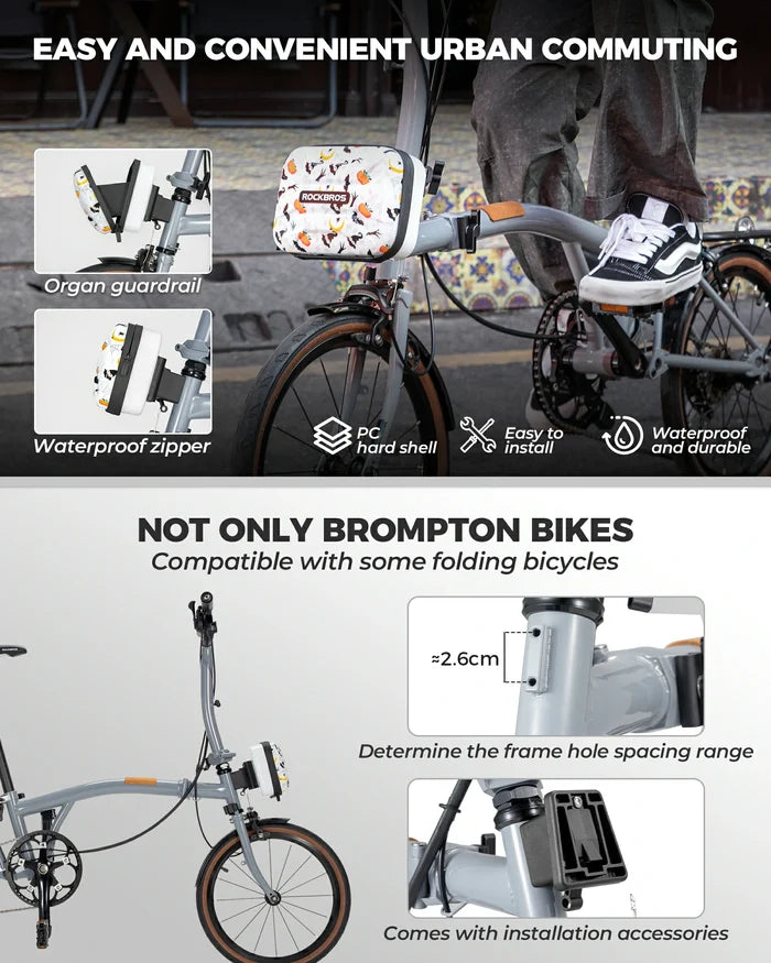 ROCKBROS bicycle handlebar bag waterproof hard shell for folding bike