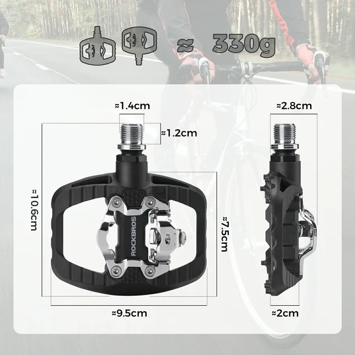 ROCKBROS bicycle pedals dual function SPD & flat pedals