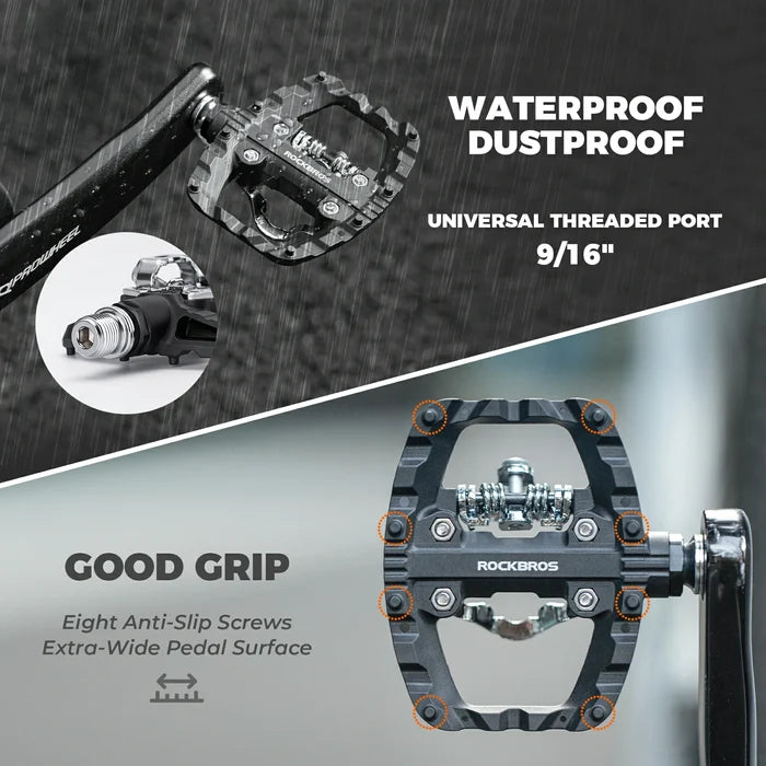 ROCKBROS bicycle pedals dual function SPD & flat pedals