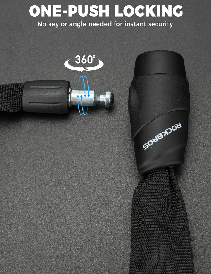 ROCKBROS bike chain lock 95cm heavy duty anti-theft with 2 keys
#Color_Black