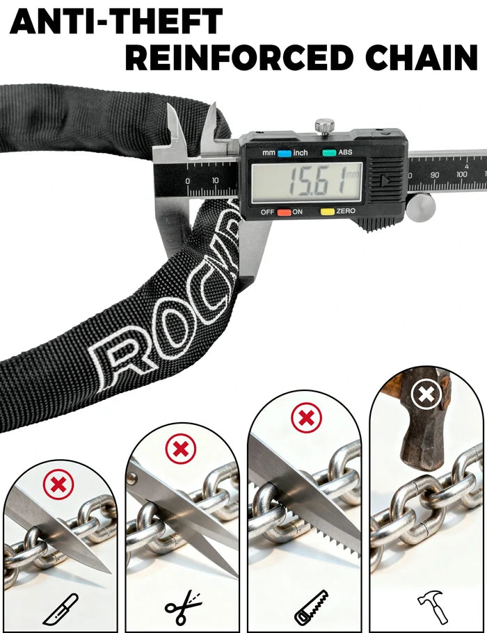 ROCKBROS bike chain lock 95cm heavy duty anti-theft with 2 keys
#Color_Black