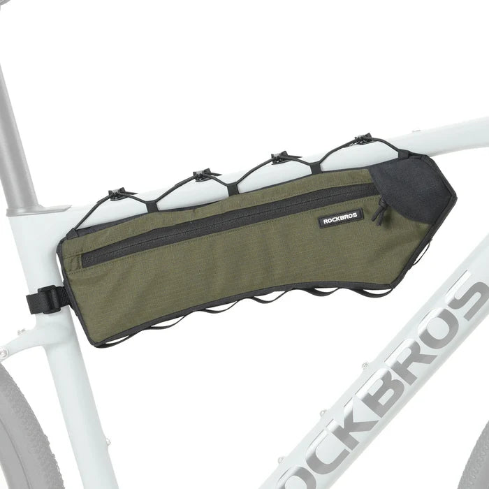 Waterproof bike frame bag, triangle bicycle pouch with side zipper, easy mount for road, gravel and MTB cycling