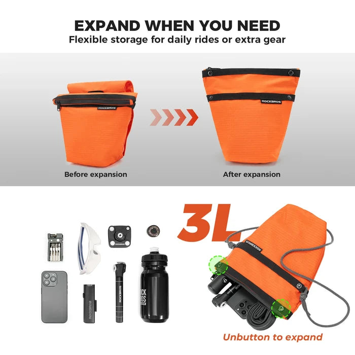 ROCKBROS bike handlebar bag ultralight 2-in-1 shoulder strap 3l
#Color_Orange