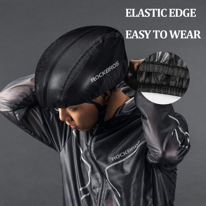 ROCKBROS Bike Helmet Cover with Reflective Logo Rainproof & Dustproof #Color_Black