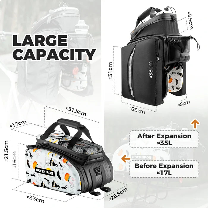 ROCKBROS bike pannier bag double side storage with rain cover 17L-35L