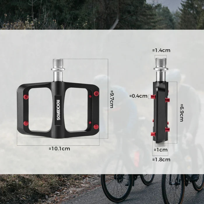 ROCKBROS bike pedals ultralight magnesium with red anti-slip pins