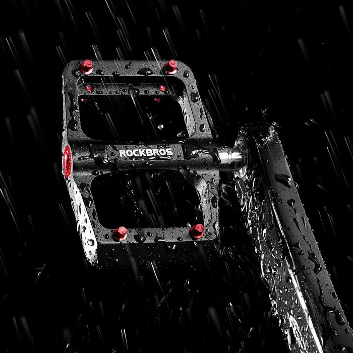 ROCKBROS bike pedals ultralight magnesium with red anti-slip pins