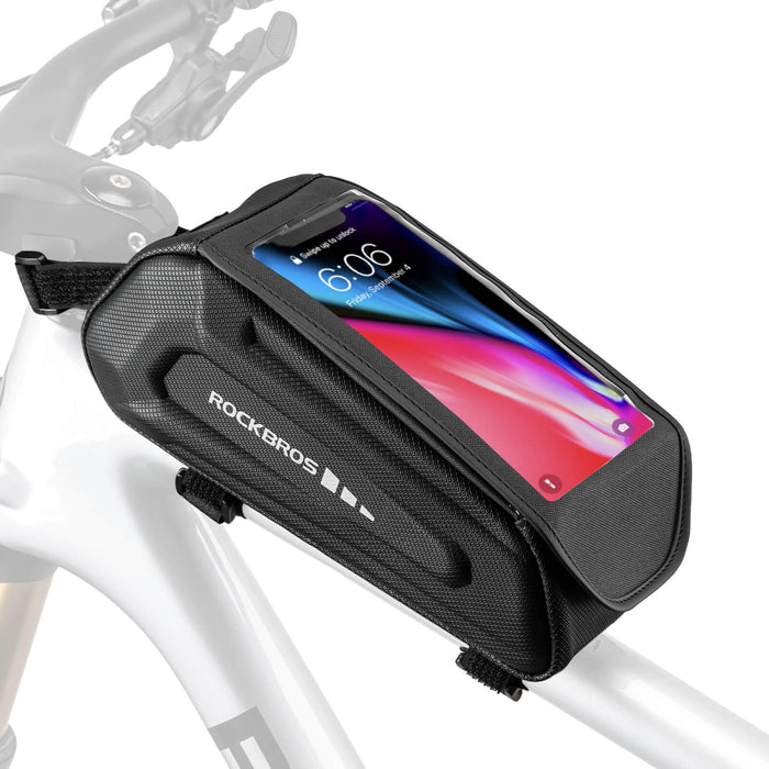 ROCKBROS Bike Frame Bag 1.7L – Smart Storage + Phone Access On The Go!​ #Color_Black