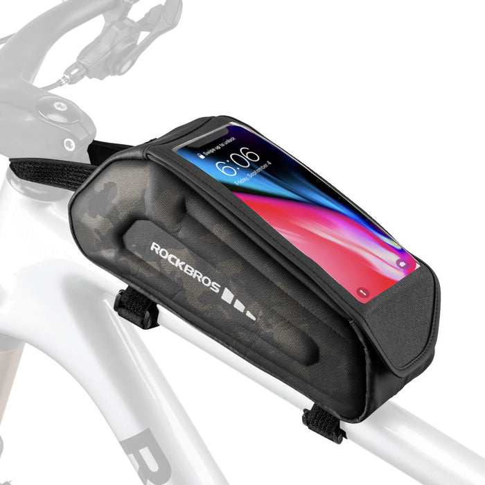 ROCKBROS Bike Frame Bag 1.7L – Smart Storage + Phone Access On The Go!​ #Color_Camouflage