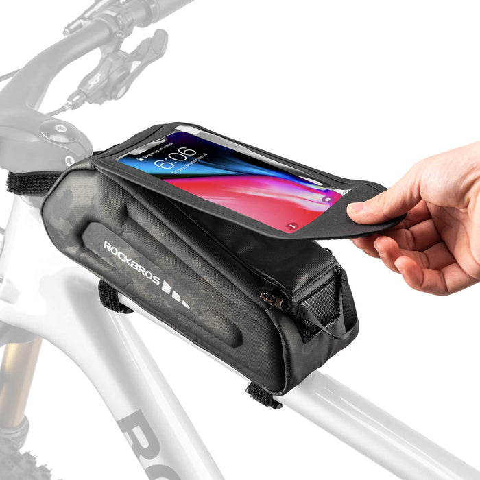 ROCKBROS Bike Frame Bag 1.7L – Smart Storage + Phone Access On The Go!​ #Color_Camouflage