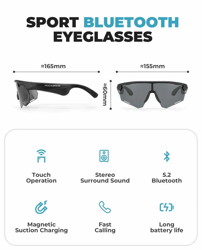 ROCKBROS Bluetooth Sunglasses TAC polarized lenses with Music Speaker #Color_Red