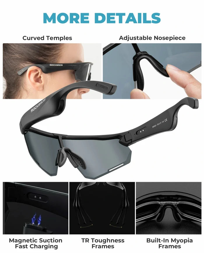 ROCKBROS Bluetooth Sunglasses TAC polarized lenses with Music Speaker #Color_Red