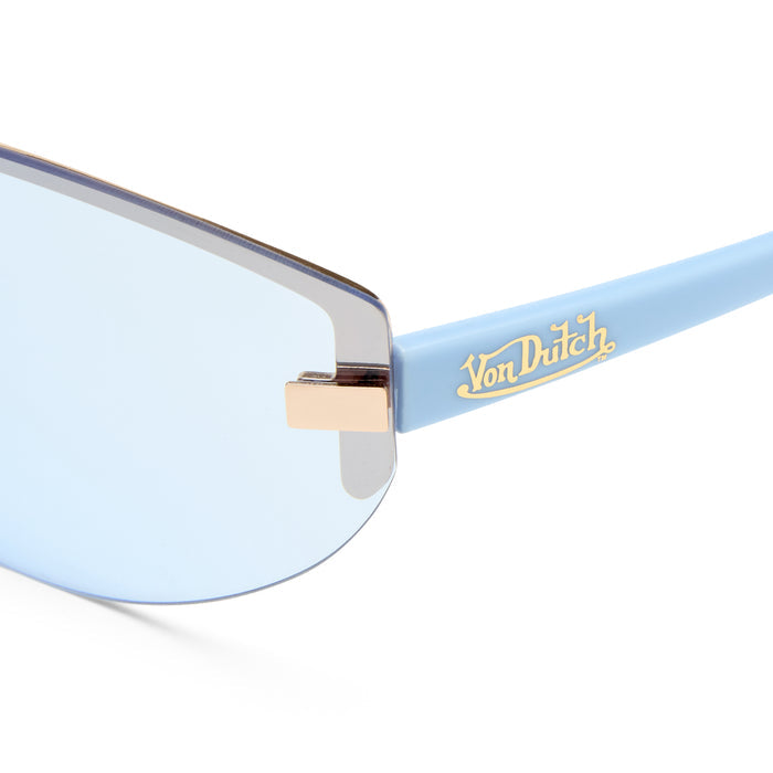 Bombshell Gold Baby Blue Uni-Sex Wrap Sunglasses | Aire