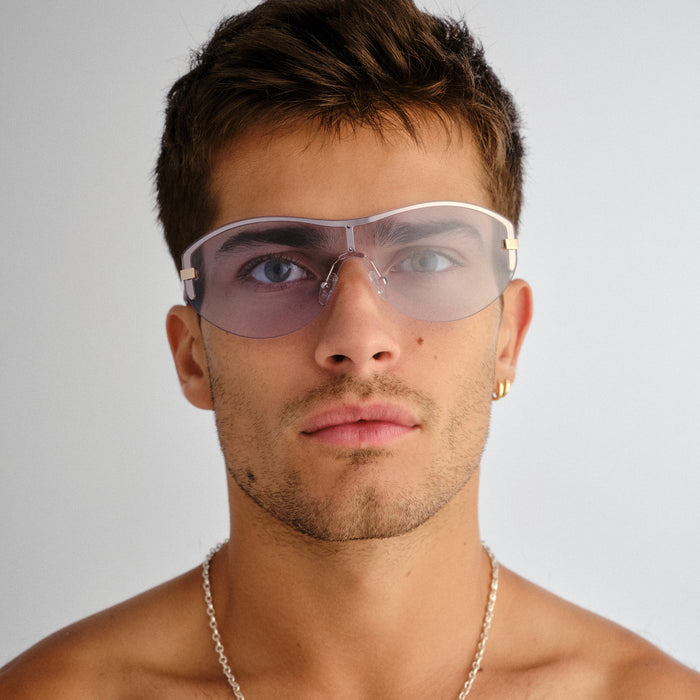 Bombshell Gold Baby Blue Uni-Sex Wrap Sunglasses | Aire