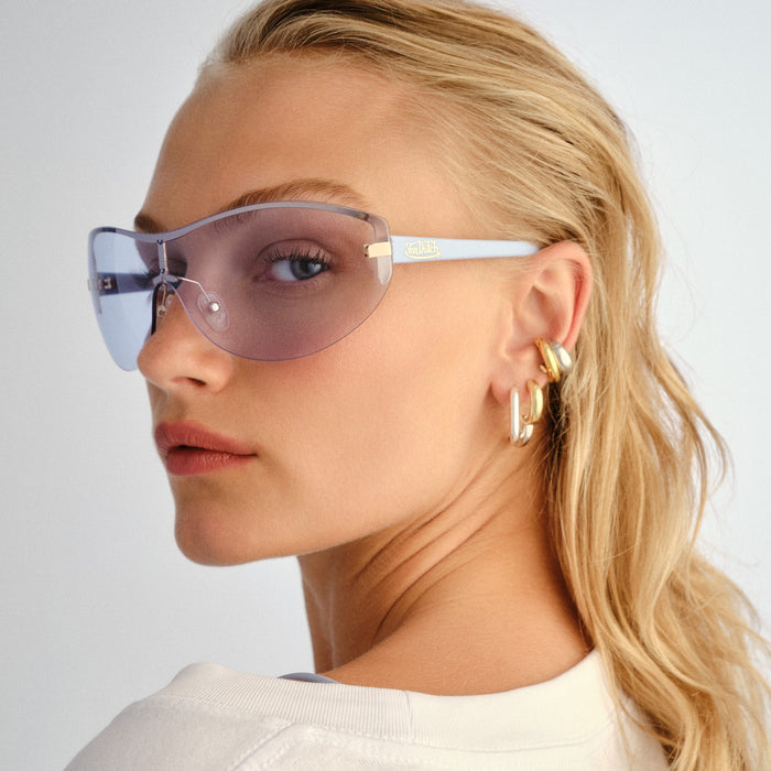 Bombshell Gold Baby Blue Uni-Sex Wrap Sunglasses | Aire