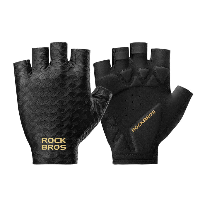 Breathable Half Finger Cycling Gloves#Color_Black
