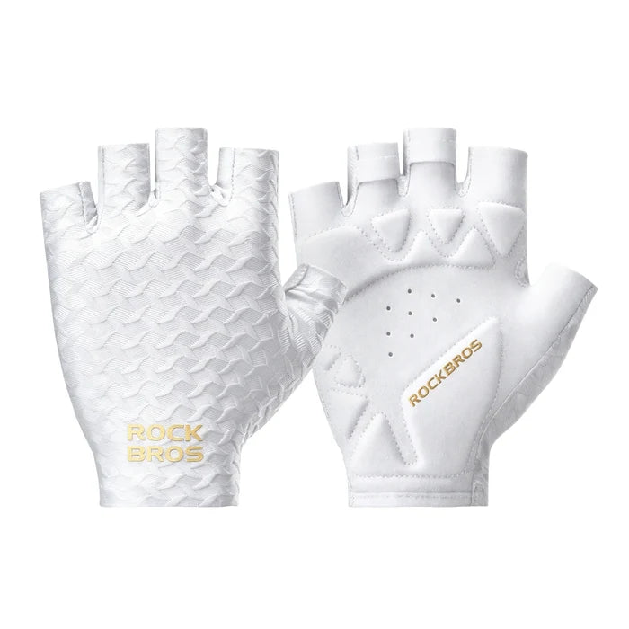 Breathable Half Finger Cycling Gloves#Color_White