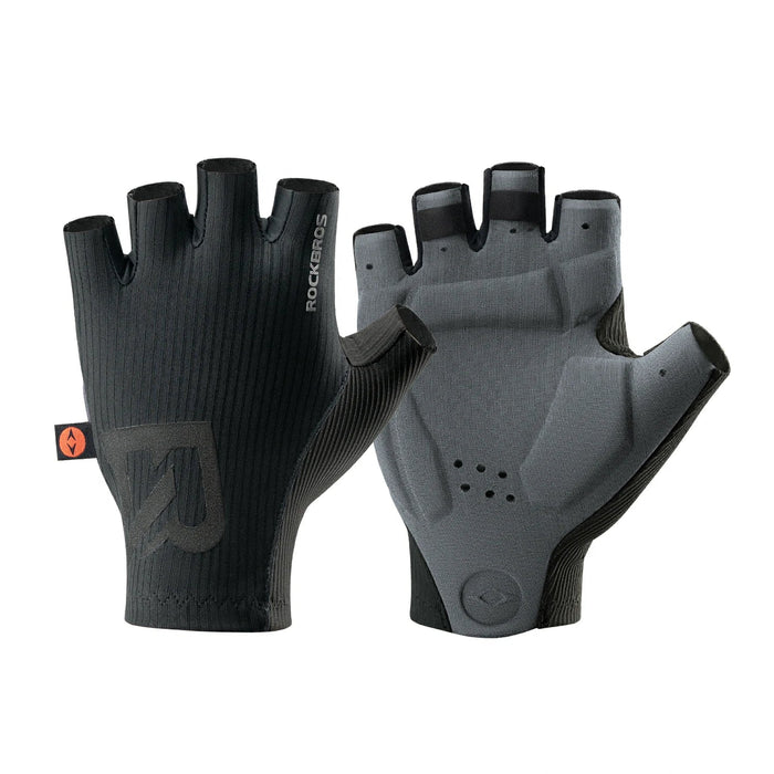 rockbros elastic interface half-finger cycling gloves with gel padding for comfort and control #Color_Black