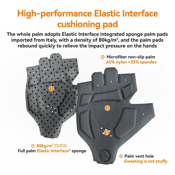 rockbros elastic interface half-finger cycling gloves with gel padding for comfort and control