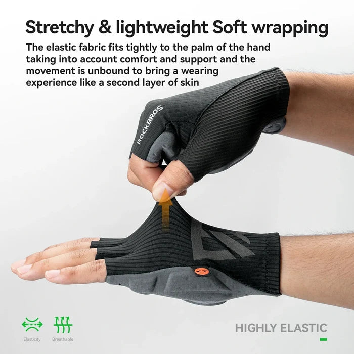 rockbros elastic interface half-finger cycling gloves with gel padding for comfort and control