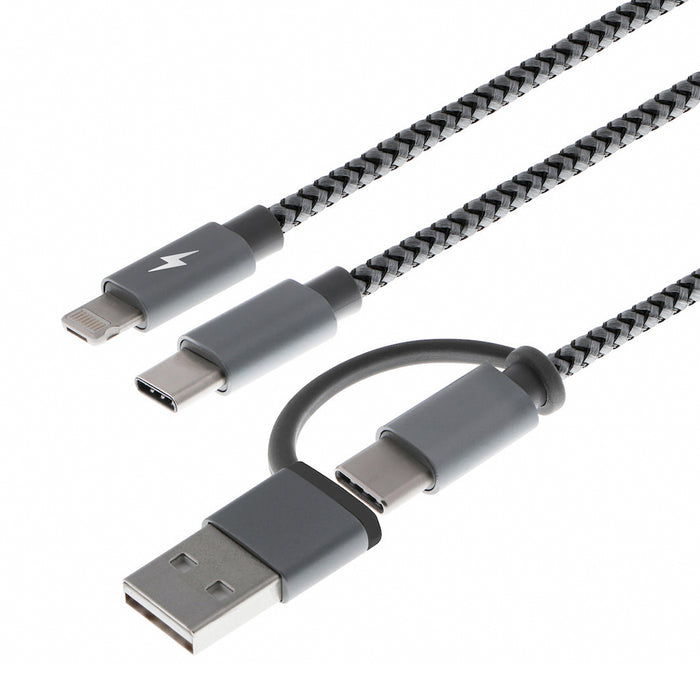 CABLE XTECH 4FT MULTI TRENZADO 5 IN 1 MICRO USBLIGHTNINGUSBC