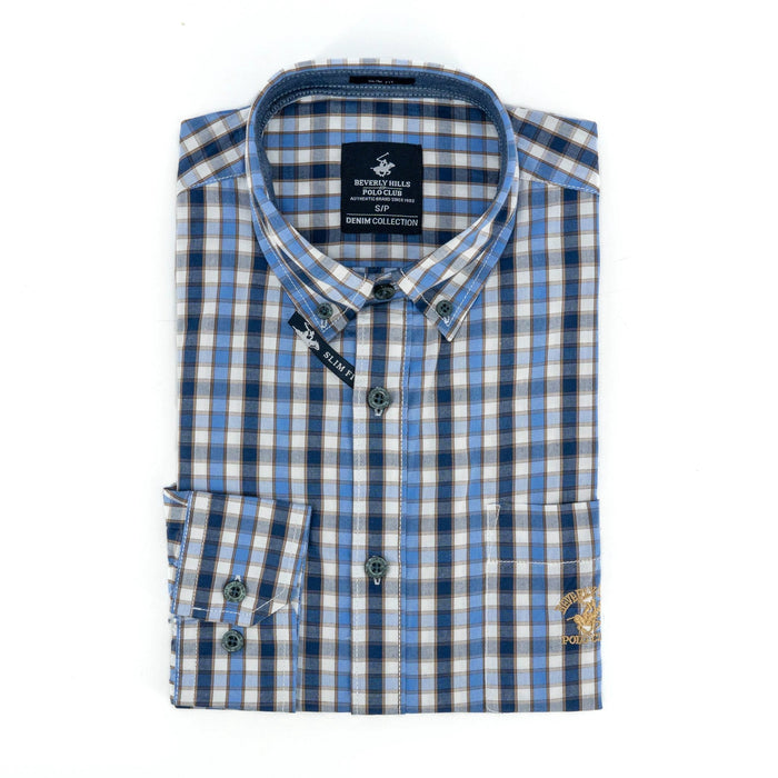 Camisa Beverly Hills Mangas Largas Cuadros P/ Caballeros by Beverly Hills