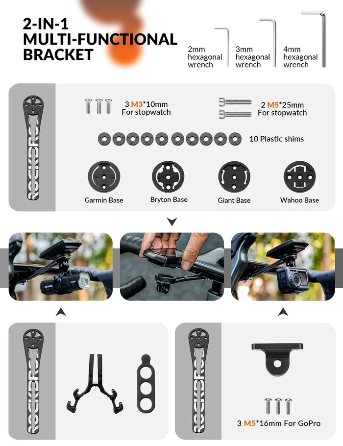 ROCKBROS carbon fiber bike computer mount for garmin bryton giant
#Type_Big Logo